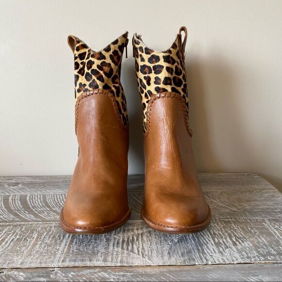 Rare-jack Rogers-Animal Calf Hair Print Western/Boho Leather Boots - Picture 3 of 15